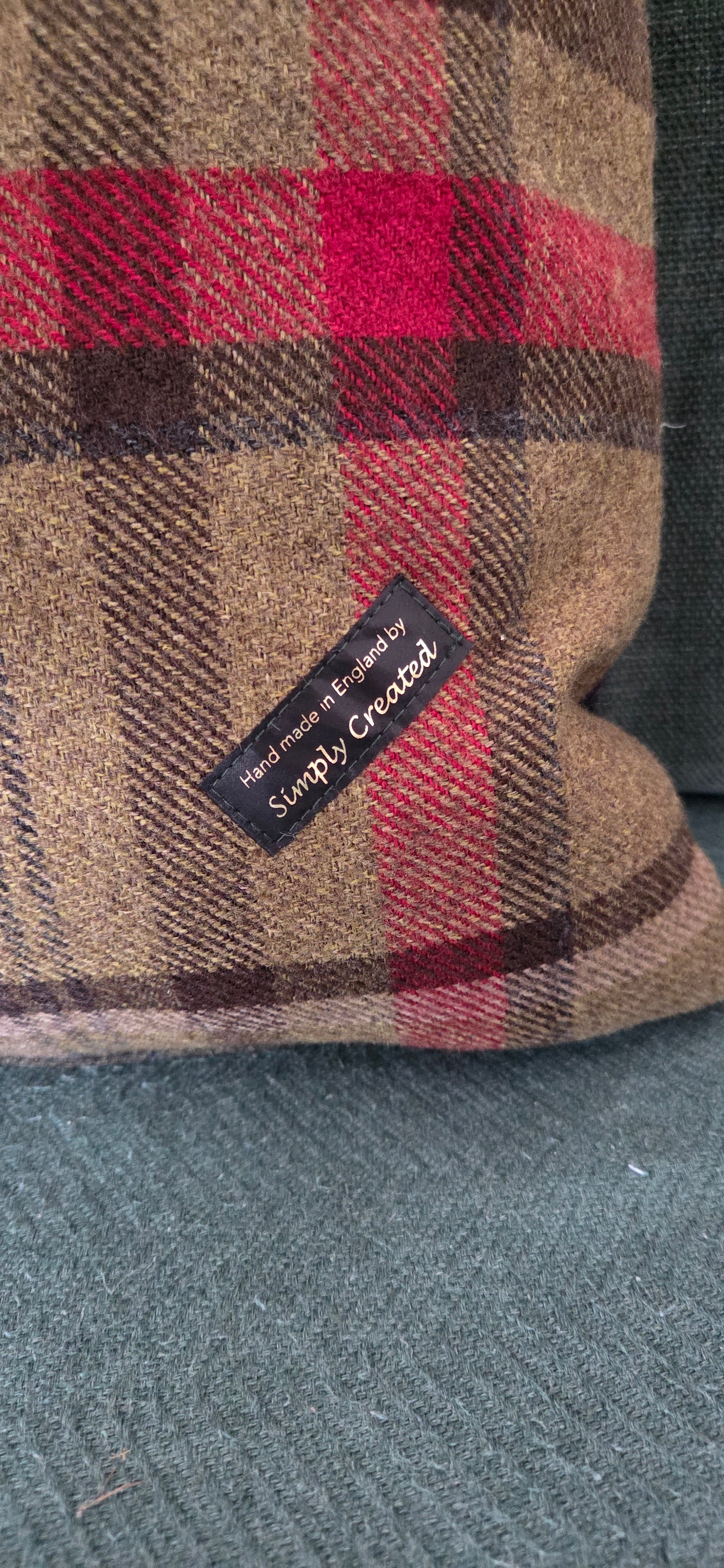 Bespoke Handmade embroidered tweed cushion with Highland cow image