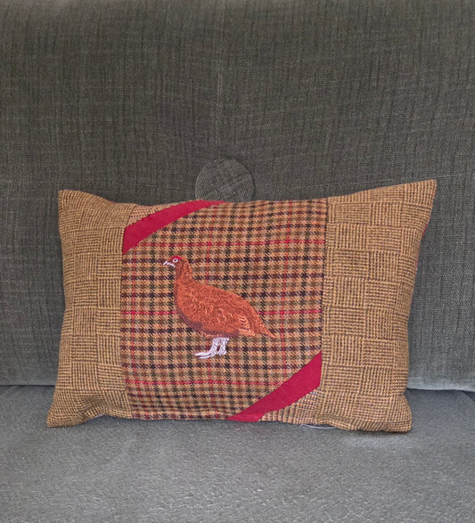 Bespoke Handmade embroidered tweed cushion