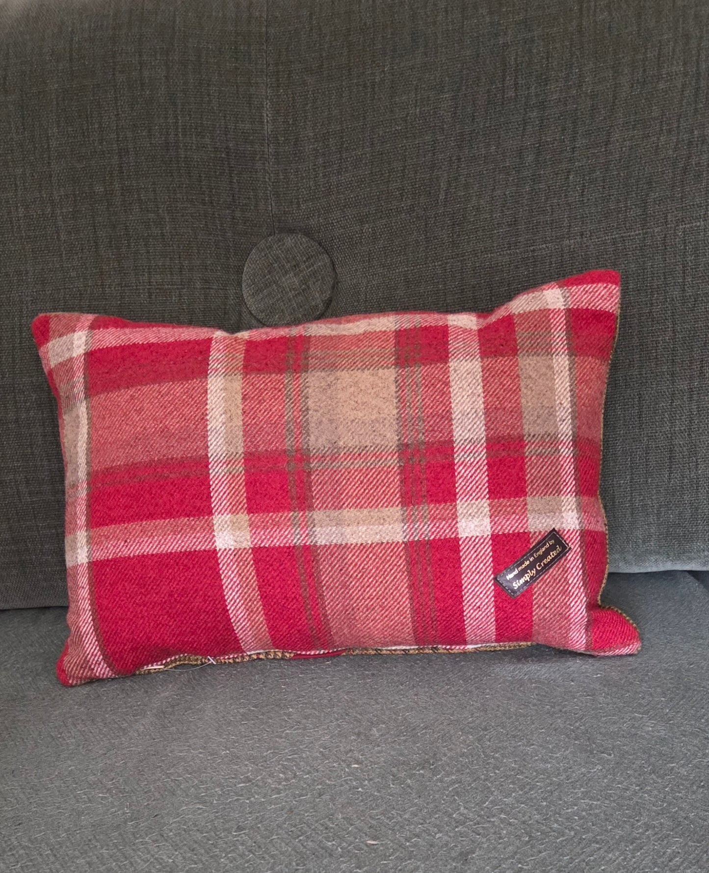Bespoke Handmade embroidered tweed cushion