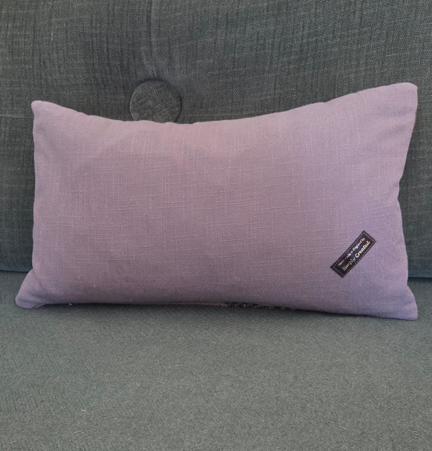 Grey tabby cat bespoke handmade embroidered tweed cushion